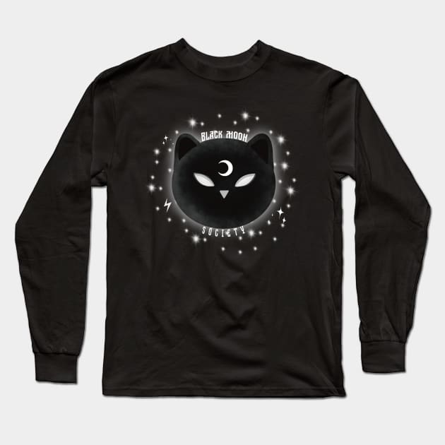 Black cat black moon society Long Sleeve T-Shirt by Meakm